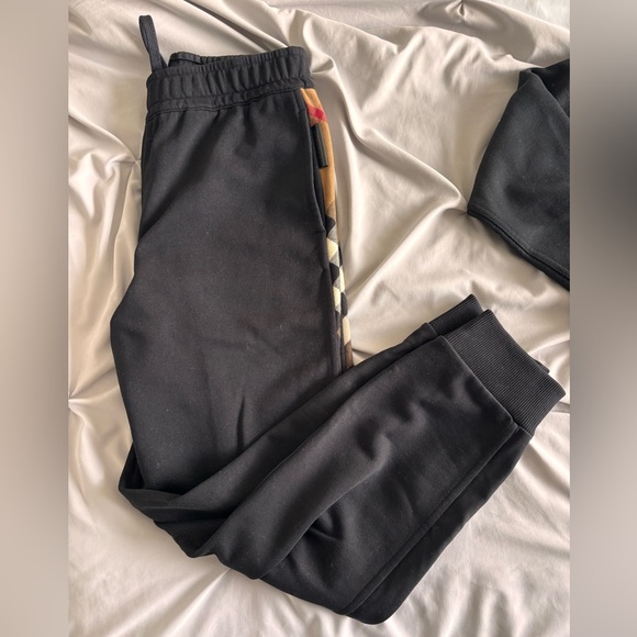 Burberry Pants - Burberry Stephan Check Trim Black Cotton Joggers Women’s Size Small